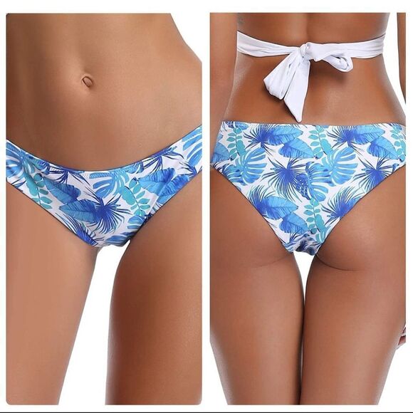 SHEKINI Floral Print Cheeky Low Rise Swim Bikini Bottom MEDIUM - Picture 2 of 10